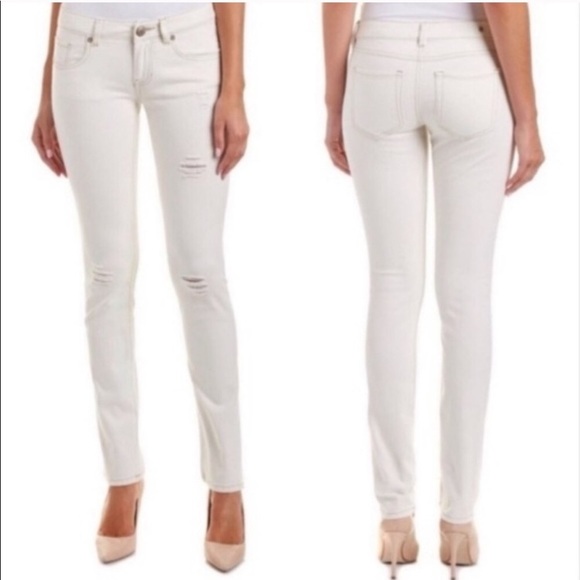 CAbi White Distressed Slim Boyfriend Jeans ~ Sz. 4